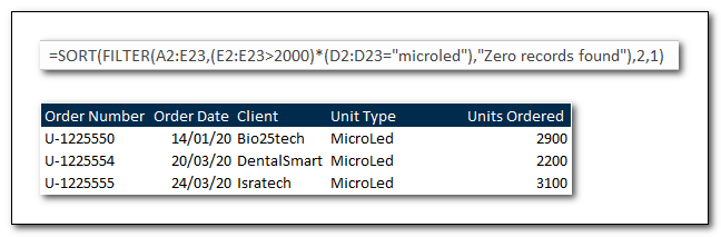 Microsoft 365 Filter & Sort Functions